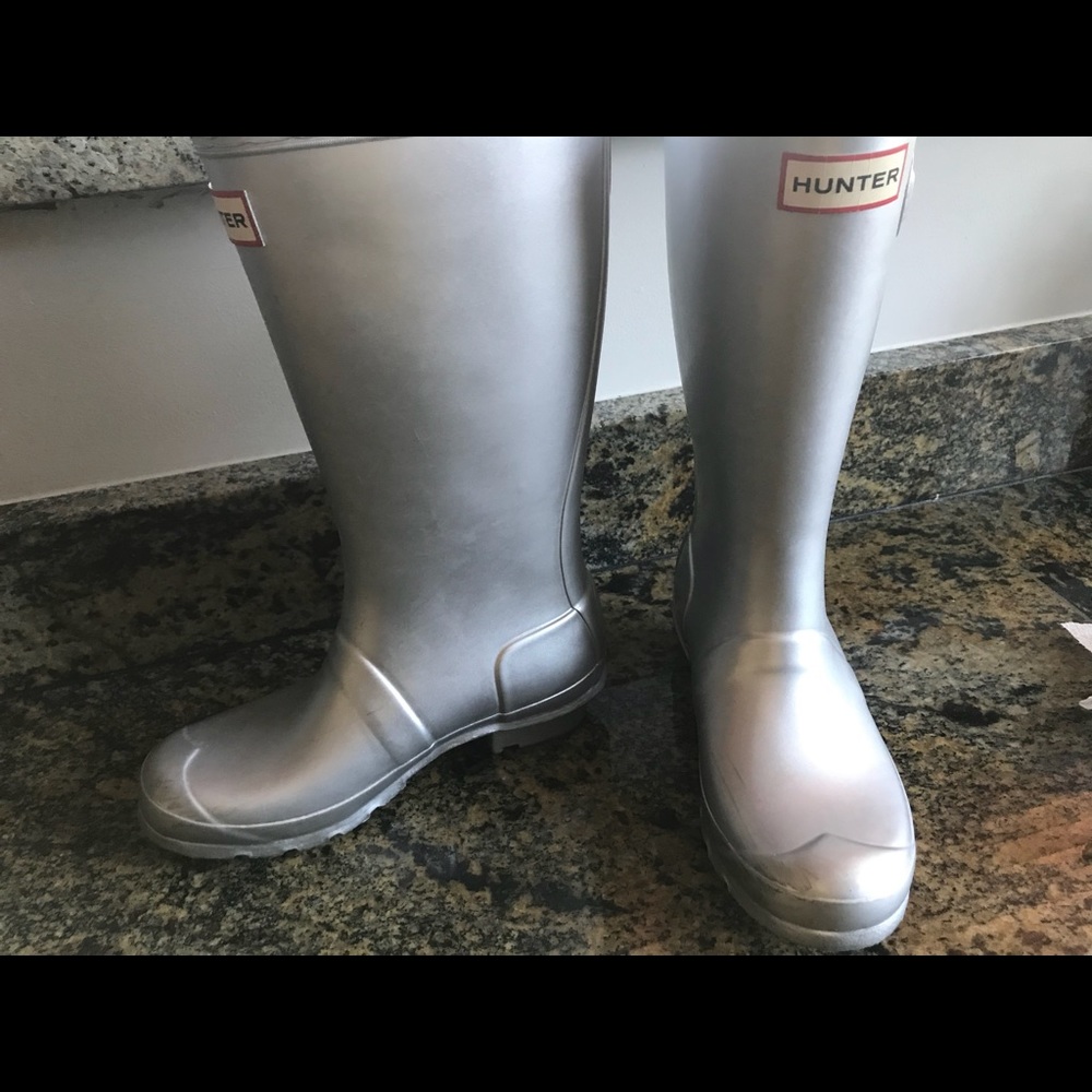 Girls silver hunter boots